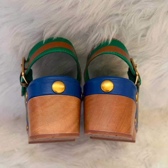 New CHARLOTTE STONE Jona Striped Studded Slingback Low Heel Clogs in Kite Stripe - Picture 13 of 16